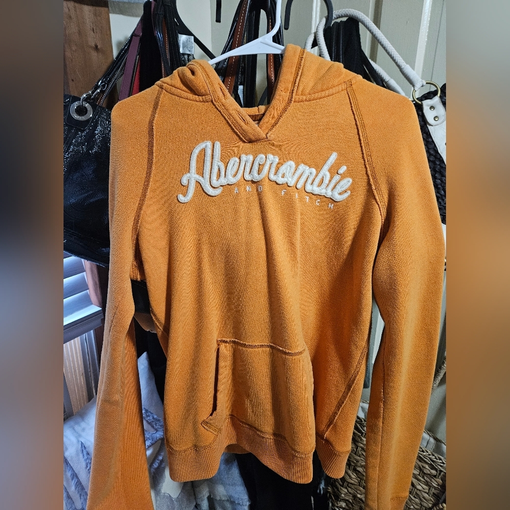 Vintage Abercrombie & Fitch Orange Women's Hoodie